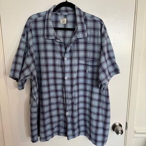 Ralph Lauren Vintage Men's Blue Plaid Pajama Shirt XL